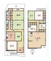 オーナーチェンジ物件！現況賃貸中！
閑静な住宅地♪リビング広々27帖♪8LDKの中古戸建！